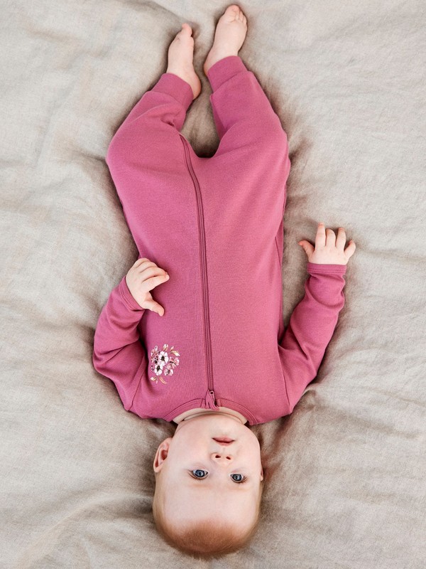 NBFNIGHTSUIT 2P ZIP ROSE FLOWER  Rose Wine - Name It