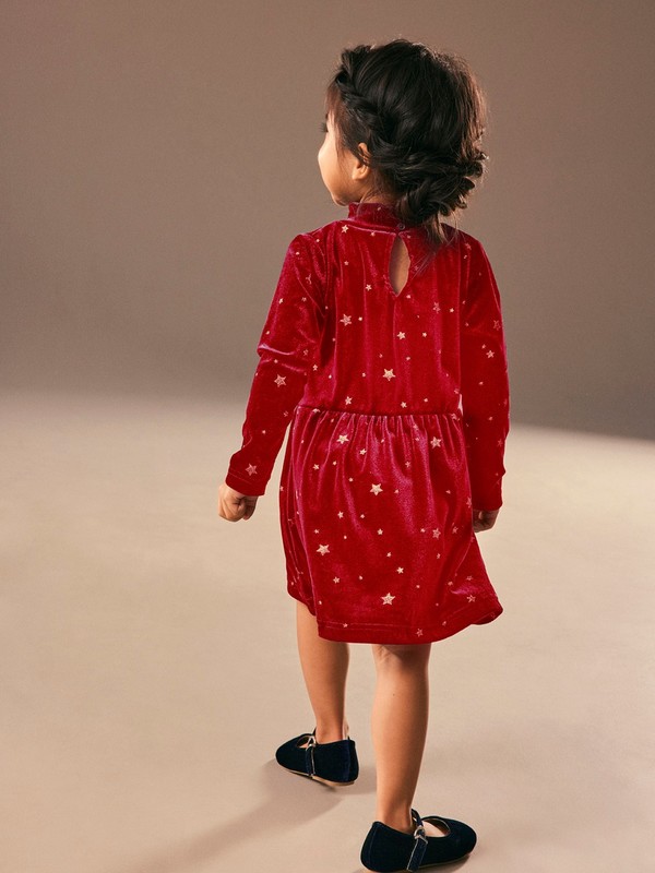 NMFRALVET LS VELOUR DRESS Jester Red - Name It