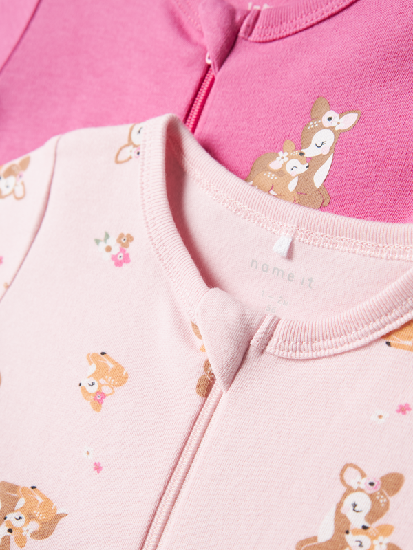 NBFNIGHTSUIT 2P ZIP FF ROSE DEER  IBIS ROSE - Name It