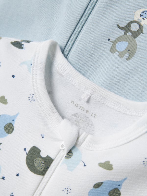 NBMNIGHTSUIT 2P ZIP  ELEPHANT  Baby Blue - Name It