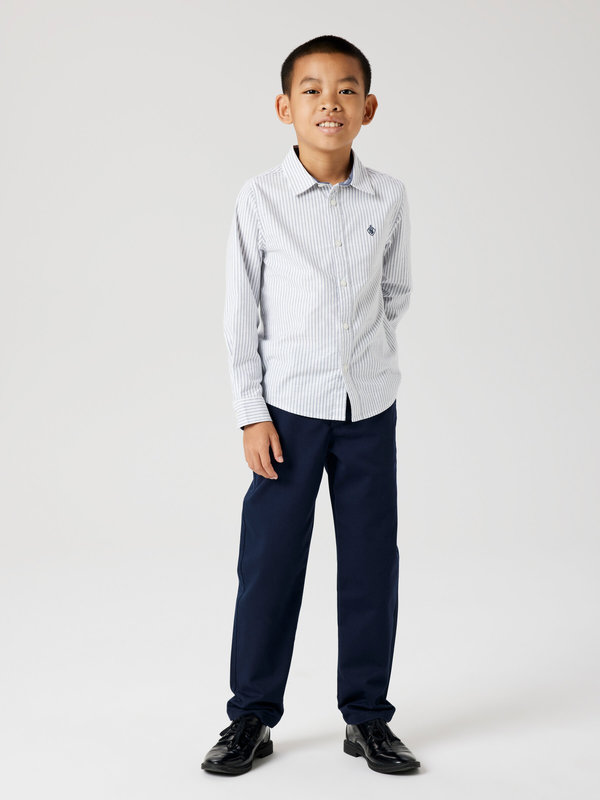 NMMREKID SHIRT Bright White THIN STRIPE - FLINT STONE - Name It