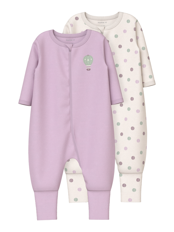 NBFNIGHTSUIT 2P ZIP FF JET DOT  Jet Stream - Name It