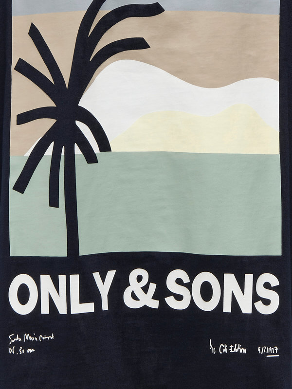 OSJARTSY LIFE SS OVS PRINTED TEE NIGHT SKY - Only and sons