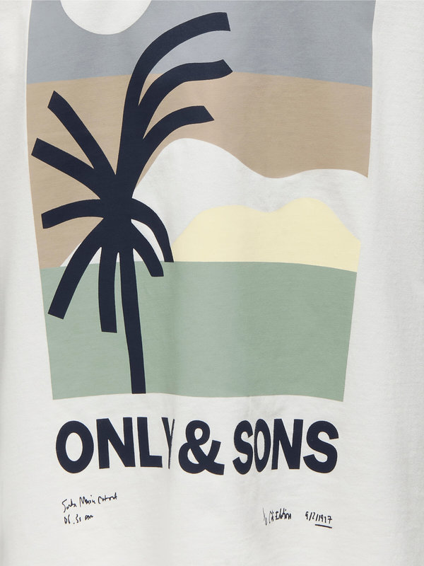 OSJARTSY LIFE SS OVS PRINTED TEE Tofu - Only and sons