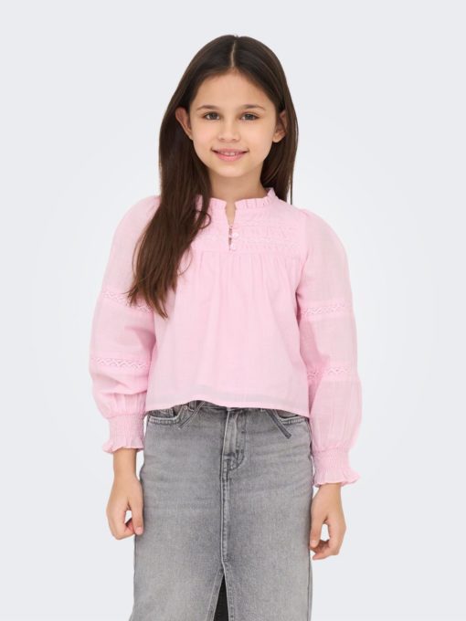 KOGESTHER L/S LADDER TAPE TOP WVN Roseate spoonbill - Kids Only 