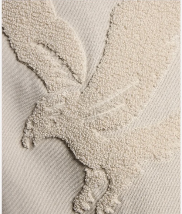 LYLE & SCOTT TOWELLING EAGLE PULLOVER PUTTY - Lyle & Scott