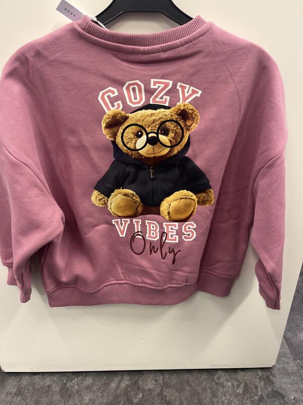 KOGBILA L/S OVZ BEAR O-NECK SWT  Mauve Orchid Cozy - Kids Only 