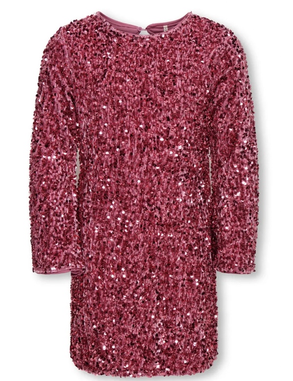 KOGCONFIDENCE LIFE LS SEQ FLRD DRESS JRS Rose Wine - Kids Only 