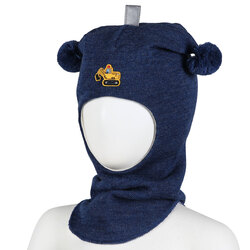 Kivat balaklava i ull med gravemaskin Blue Melange - Kivat