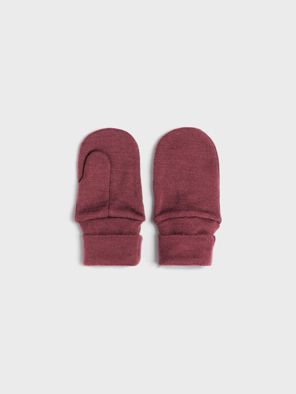 NBFWILLIT WOOL MITTENS WITHOUT THUMB Red Mahogany - Name It