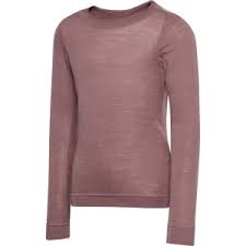 hml JR WOOL RIB T-SHIRT LS TWILIGHT MAUVE - Hummel