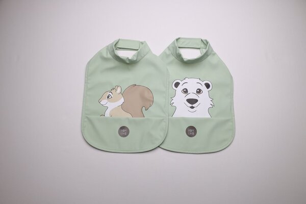 BabyLivia High neck bib 2-pk Pale Sage - babyLivia