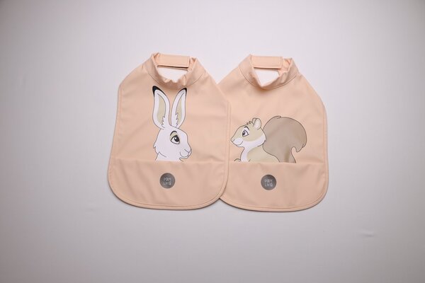 BabyLivia High neck bib 2-pk Soft peach - babyLivia